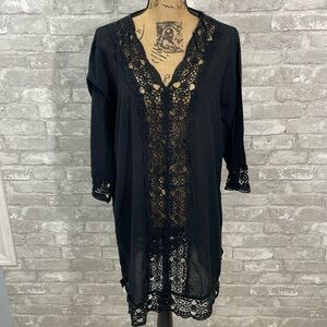 Sigrid Olsen Black Lace Swim Coverup